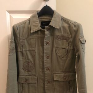BCBG Army green jean jacket